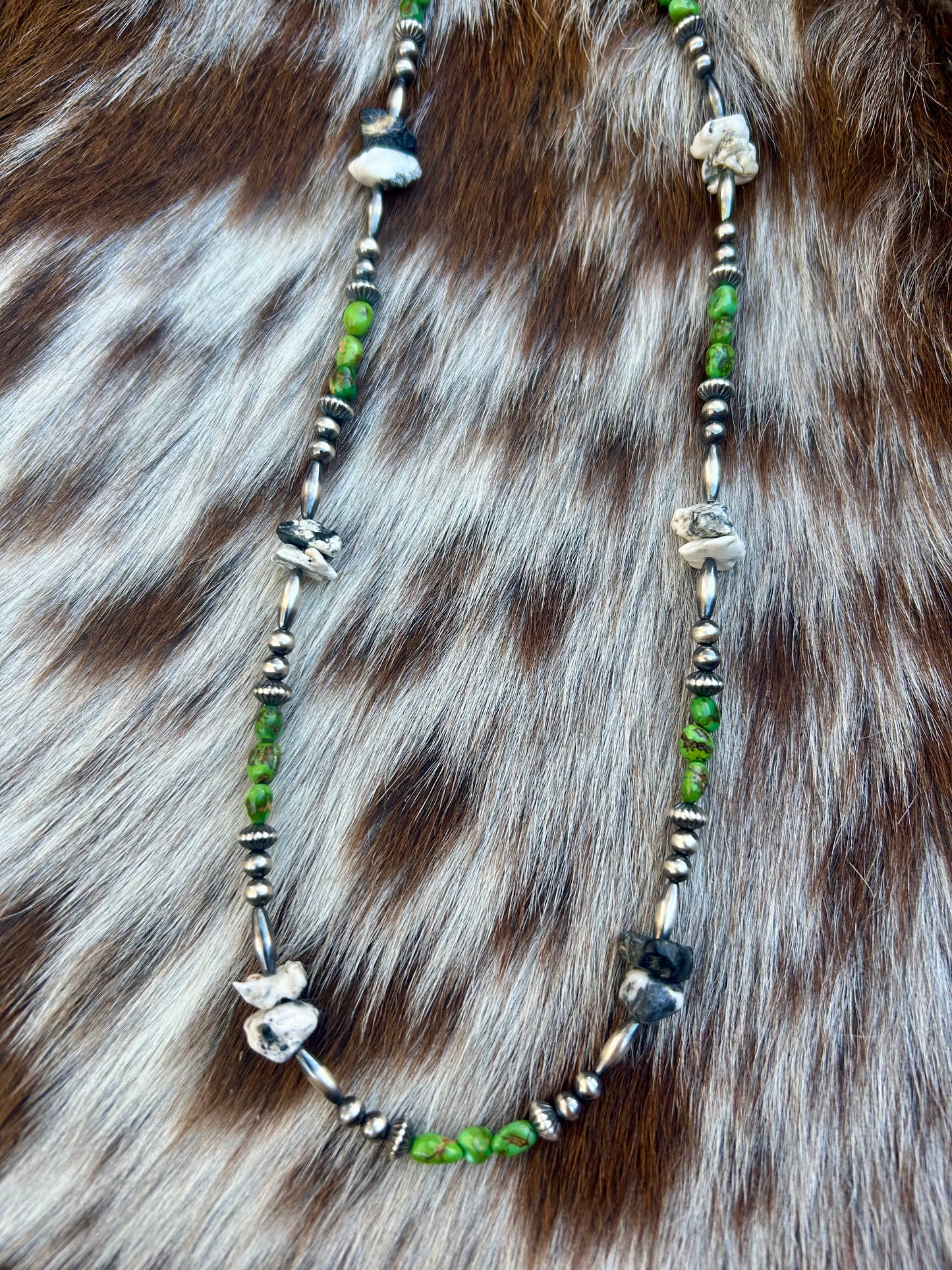 White buffalo and Sonoran gold pearl necklace