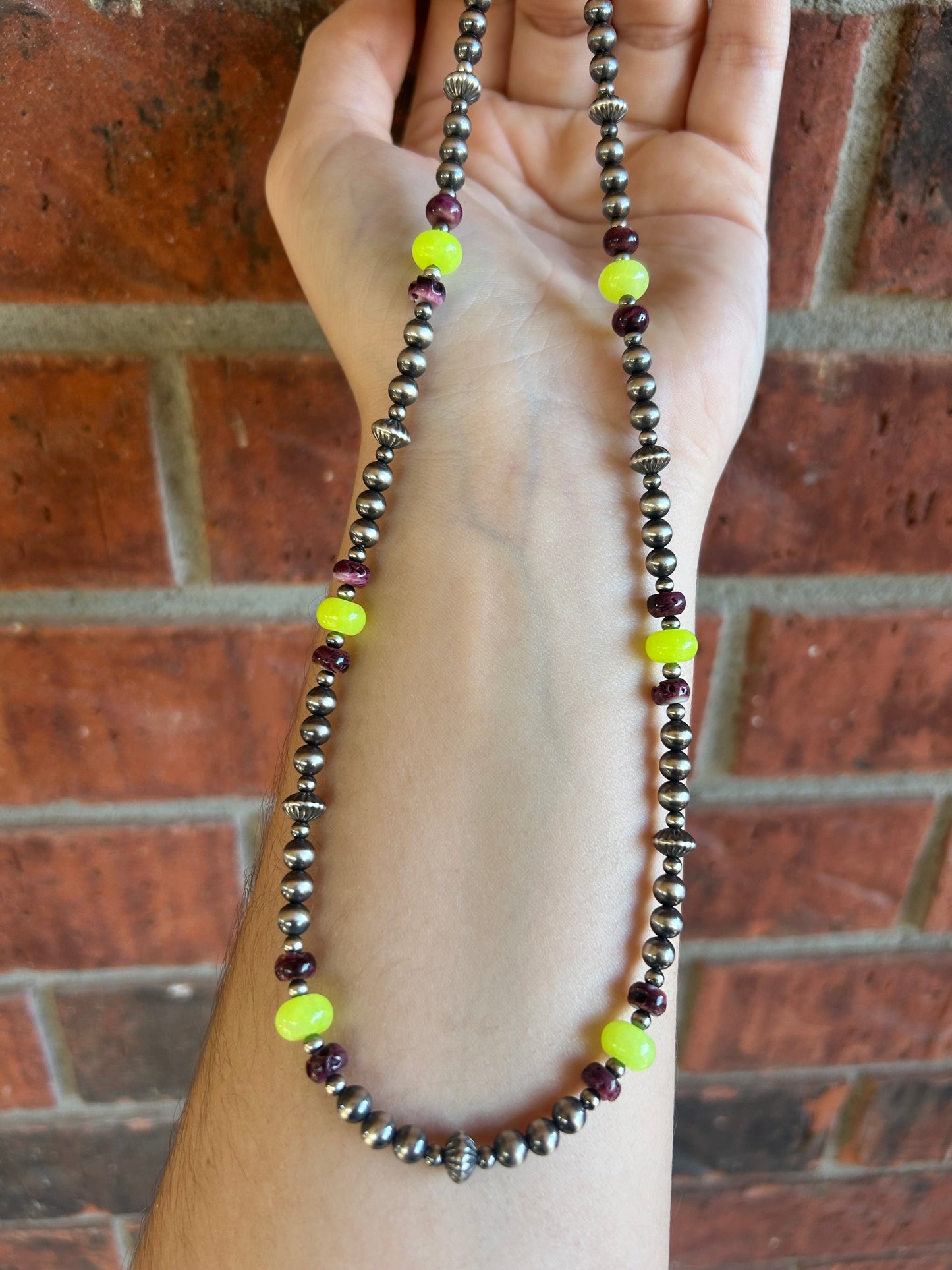Purple Spiny and Jade necklace- 17”
