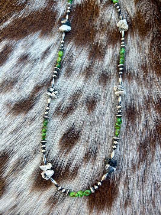 White buffalo and Sonoran gold pearl necklace