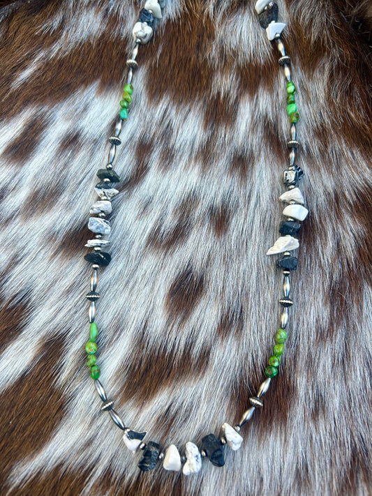 White buffalo and Sonoran gold pearl necklace