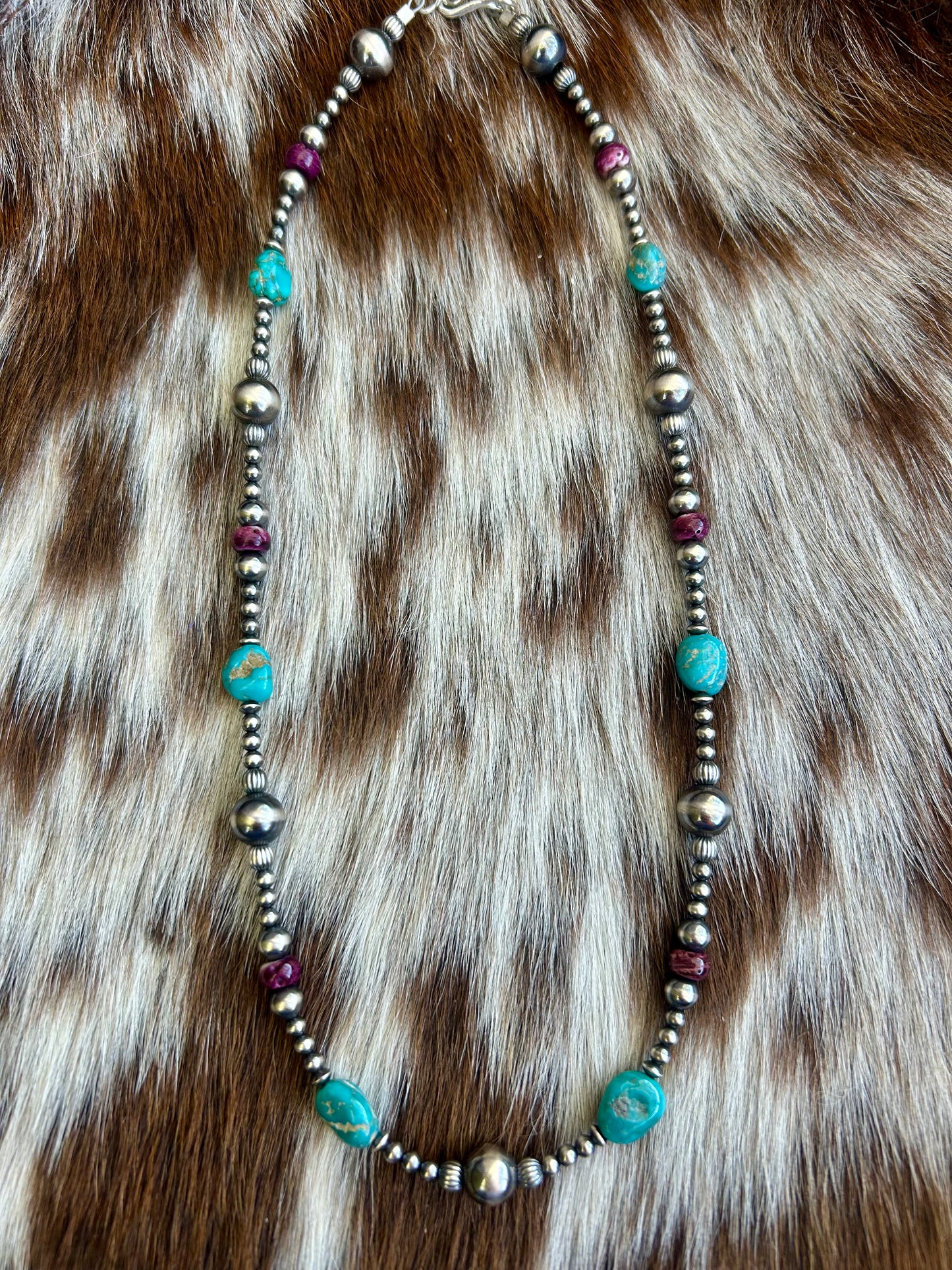 Sierra Nevada turquoise and purple spiny pearl necklace