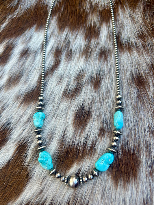 Natural sleeping beauty pearl necklace