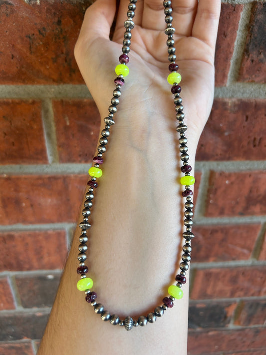 Purple Spiny and Jade necklace- 17”
